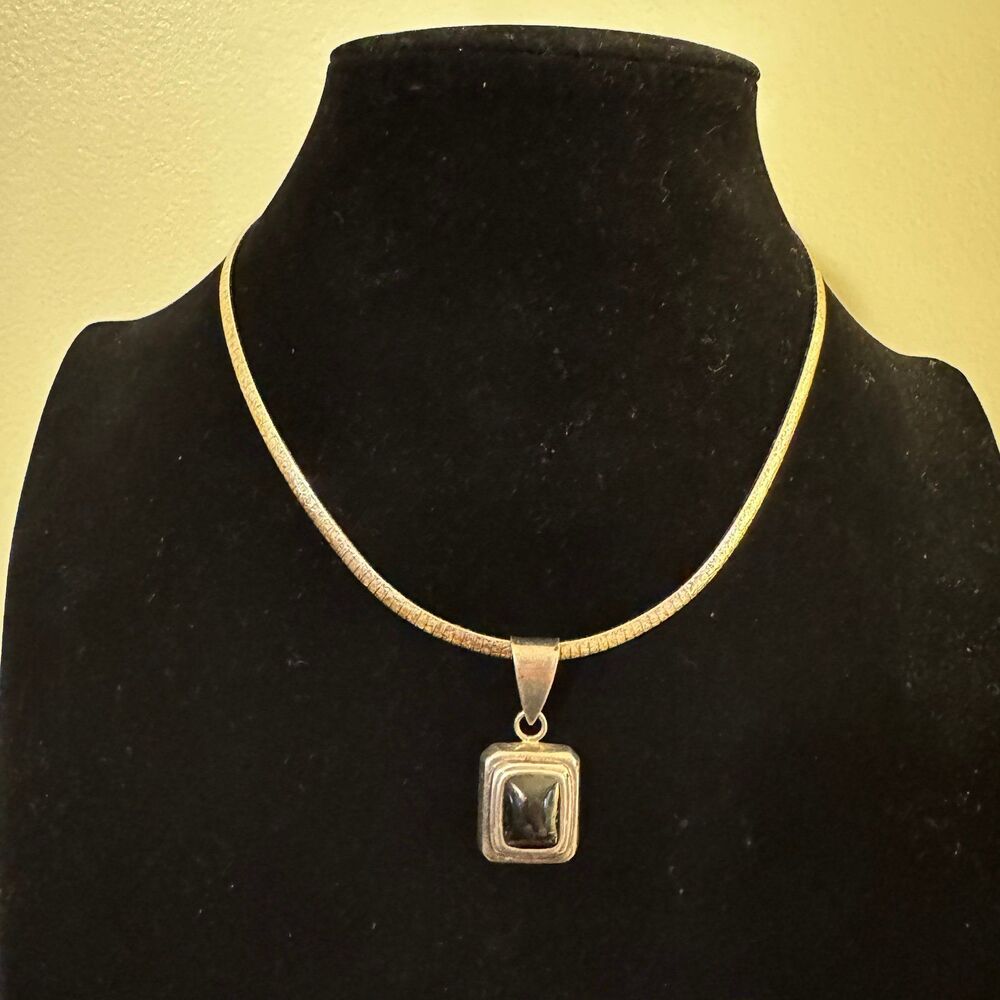 Dyadema Black Two Tone Women's Necklace, Italy 925 [Jewelry 017]